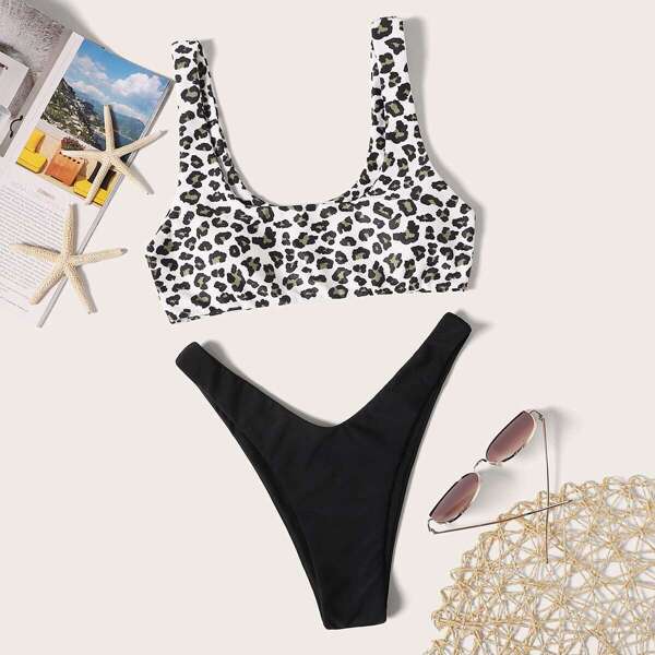 

Leopard Tank Top With High Cut Bikini Set