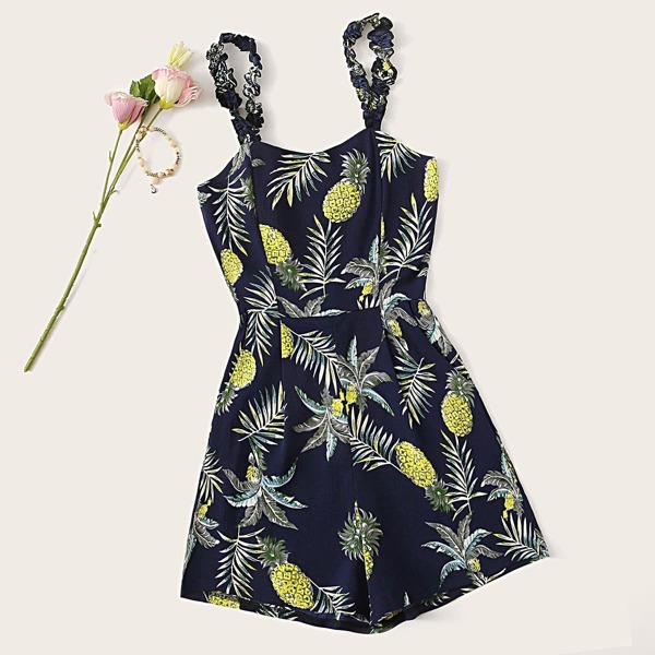 

Fruit Print Cami Romper, Multicolor