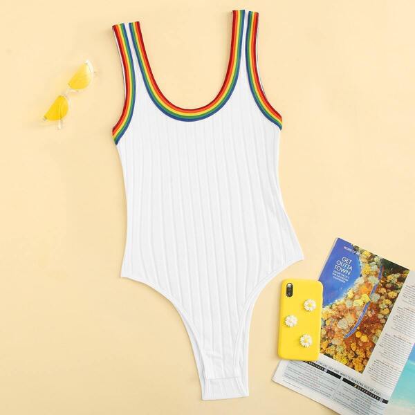 

Contrast Stripe Trim Bodysuit
