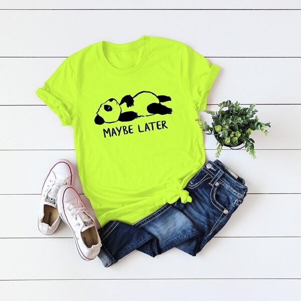 

Neon Lime Panda & Letter Print Tee