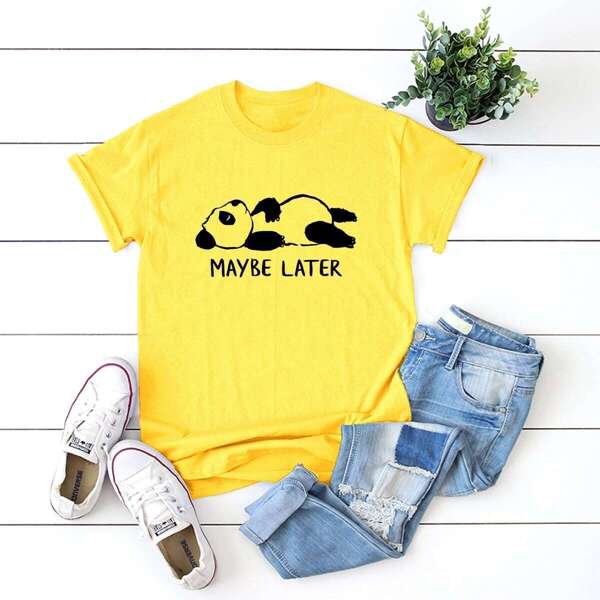 

Panda & Letter Print Tee