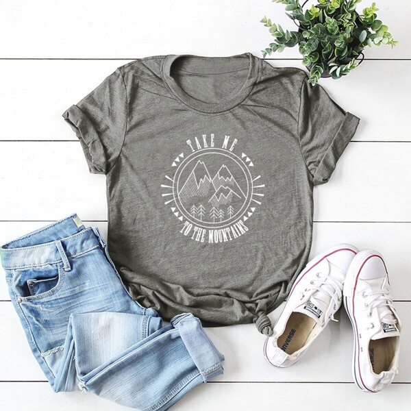 

Letter Graphic & Mountain Print Tee, Grey