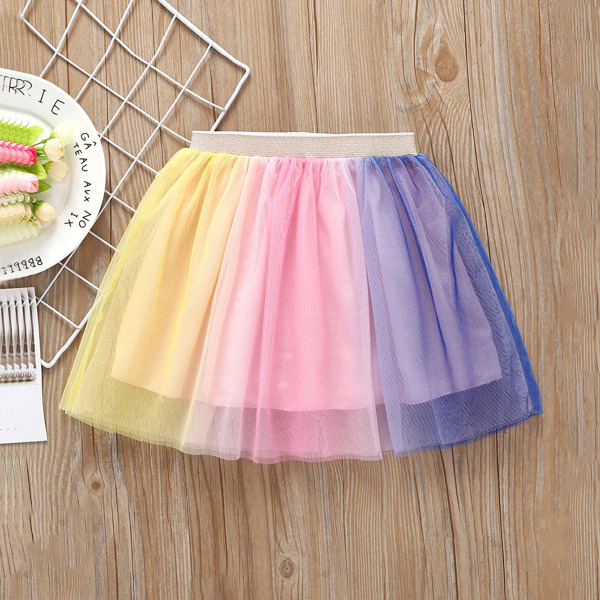 

Toddler Girls Contrast Colorful Mesh Skirt, Multicolor