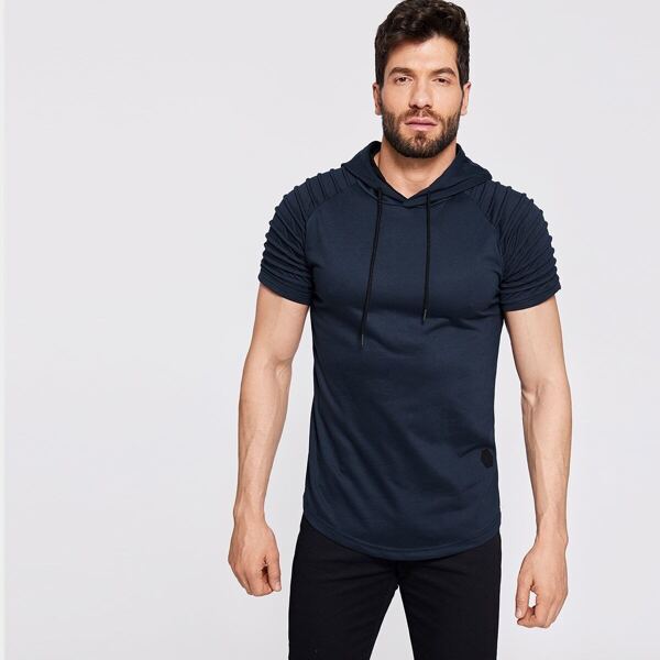 

Men Raglan Sleeve Drawstring Hooded Tee
