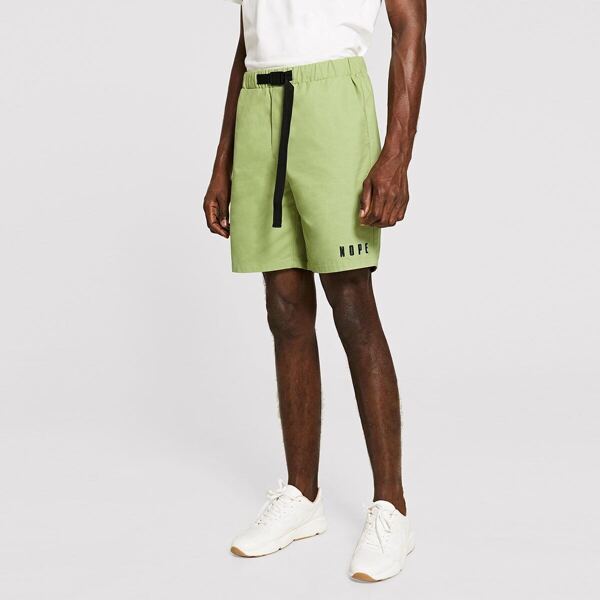 

Men Drawstring Waist Letter Embroidered Shorts