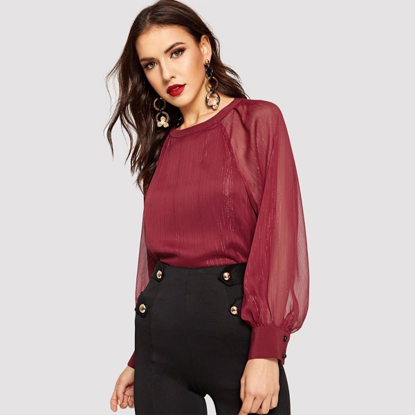 

Gold Thread Detail Bishop Sleeve Top