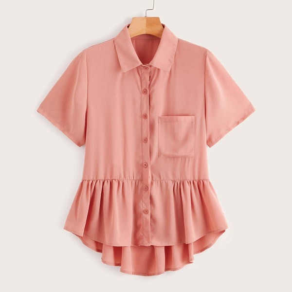 

Plus Ruffle Hem Dip Hem Blouse