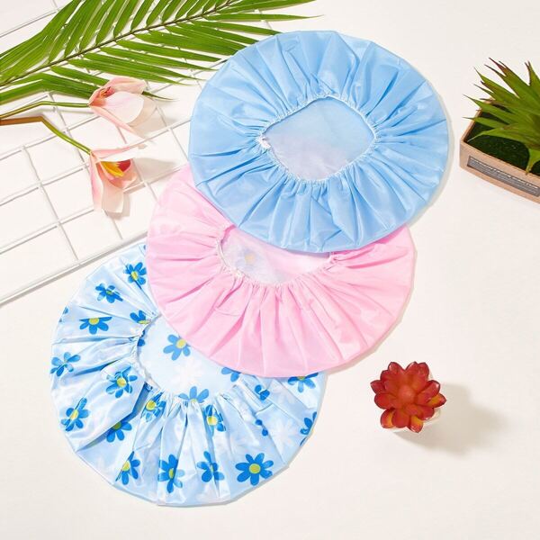 

3pcs Floral Shower Caps