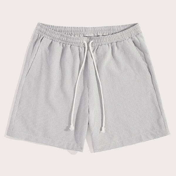 

Men Plaid Drawstring Waist Shorts