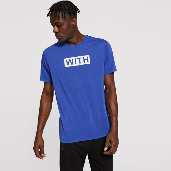 

Men Letter Print Round Neck Tee
