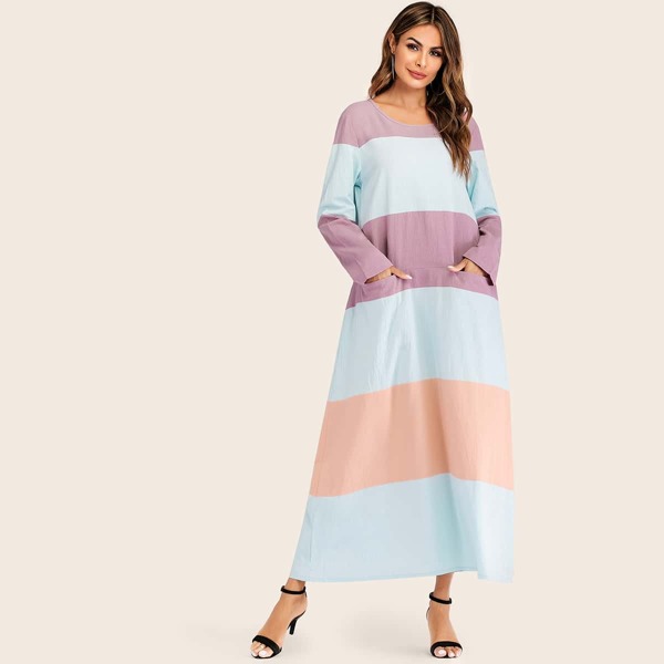 

Color Block Hidden Pocket Longline Dress