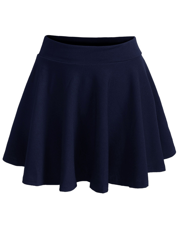 

Plus Elastic Waist Solid Skirt, Navy