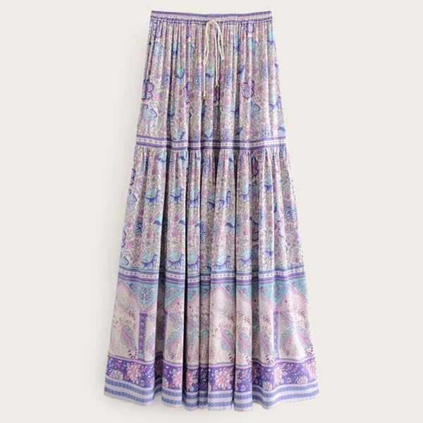 

Knot Front Floral Print Skirt