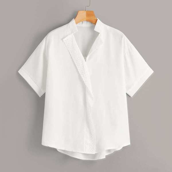 

Solid Curved Hem Blouse