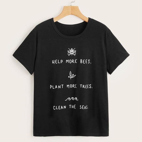 

Slogan Graphic Tee, Black