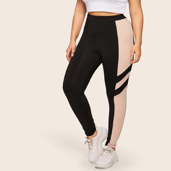 

Plus Cut And Sew Panel Leggings, Multicolor