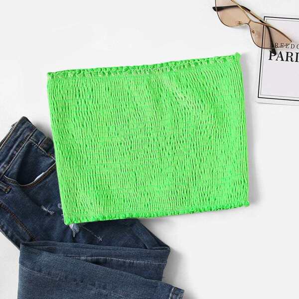 

Neon Lime Frill Trim Shirred Bandeau