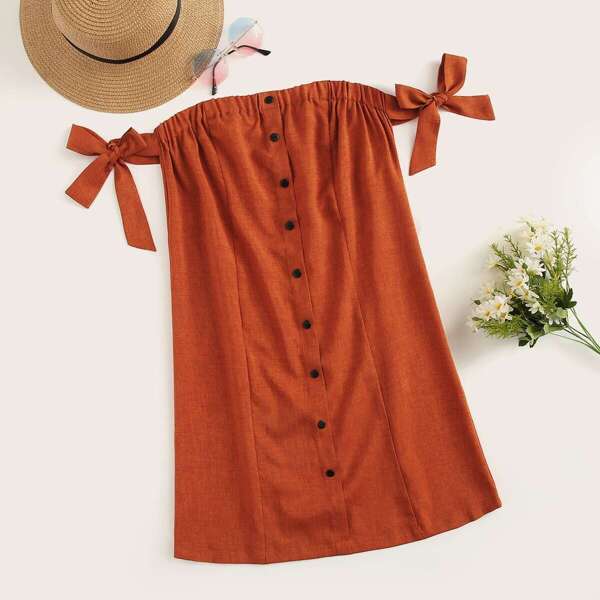 

Button Through Knot Detail Dress