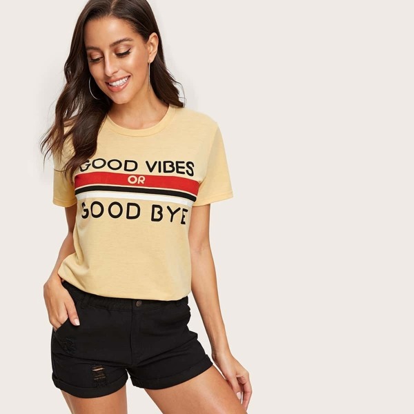 

Letter Print Tape Panel Tee