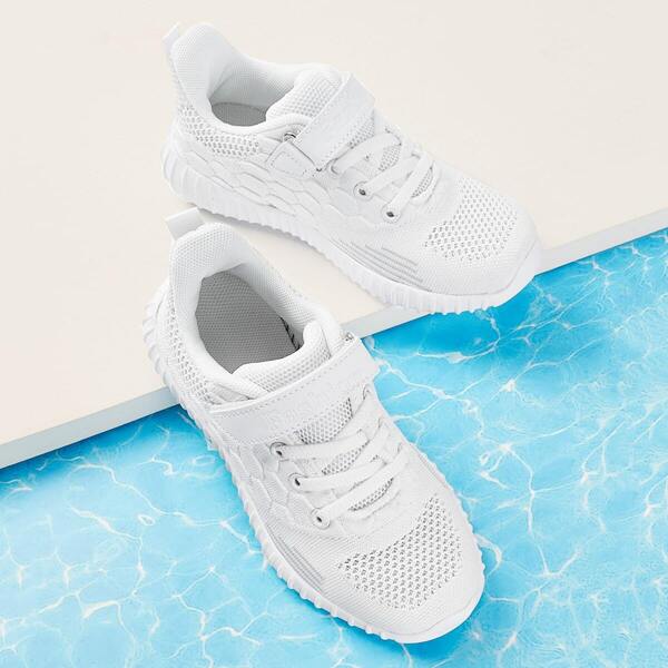 

Toddler Kids Velcro Strap Lace-up Sneakers, White