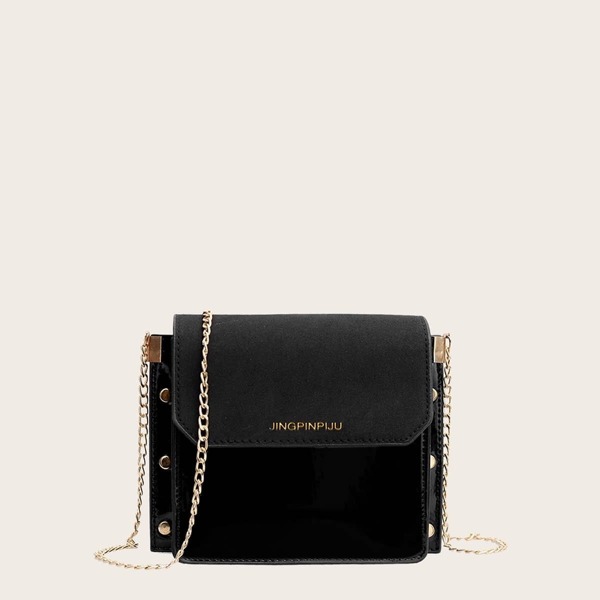 

Suede Panel Flap Chain Bag