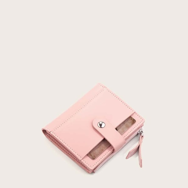 

Fold Over Side Zip Purse, Baby pink