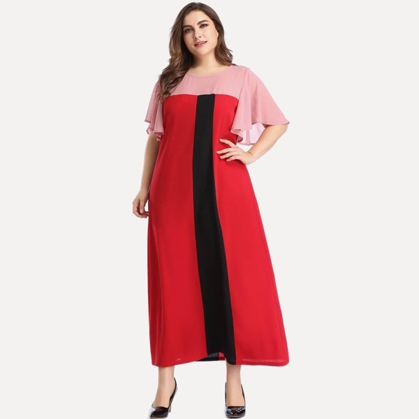 

Plus Cut And Sew Panel Maxi Dress