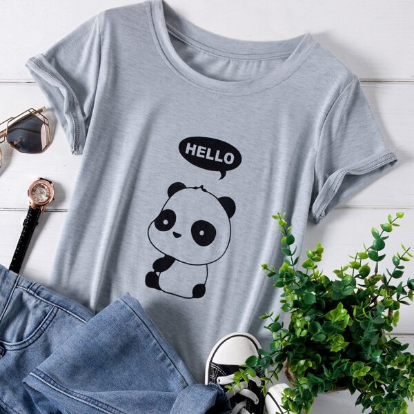 

Plus Panda And Letter Print Tee