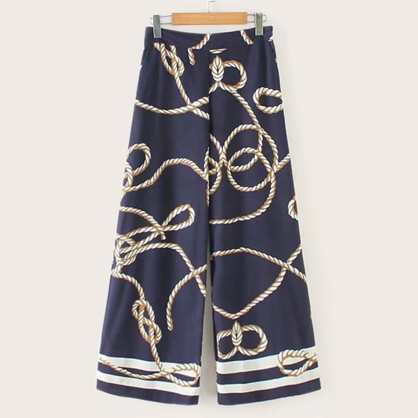 

Rope Print Wide Leg Pants