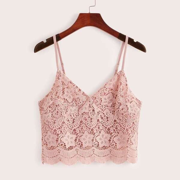 

Guipure Lace Zip Back Cami Top