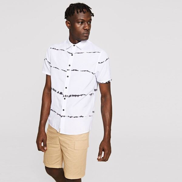 

Men Button Up Tie Dye Shirt