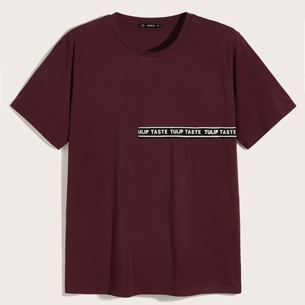 

Men Letter Tape Detail T-shirt