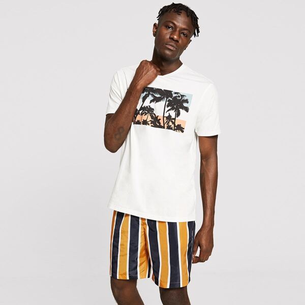 

Men Coconut Tree Print T-shirt