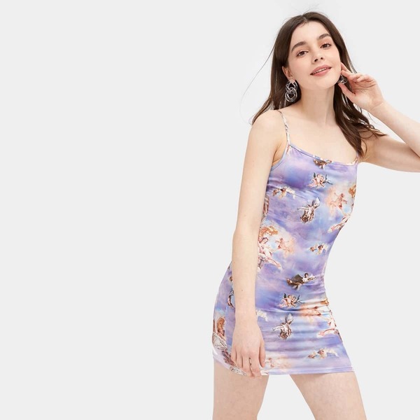 

Angel Print Cami Dress, Multicolor