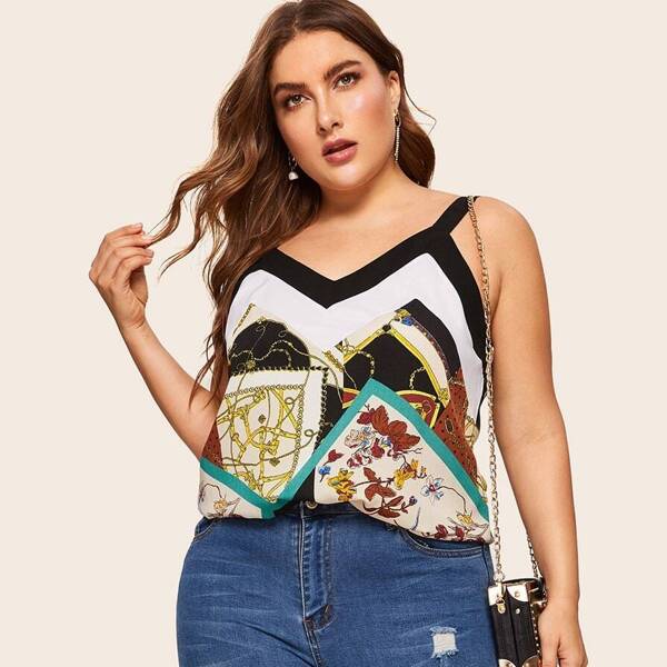

Plus Scarf Print Cami Top