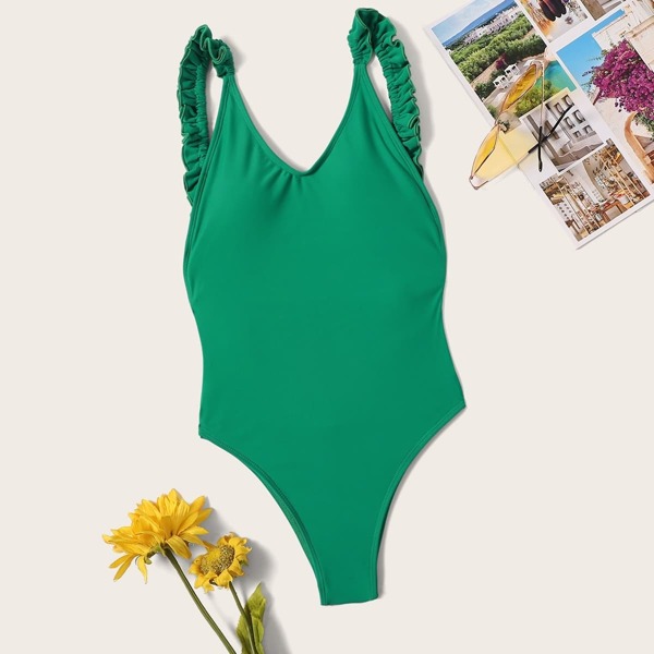 

Frill Trim Open Back One Piece Swimwear