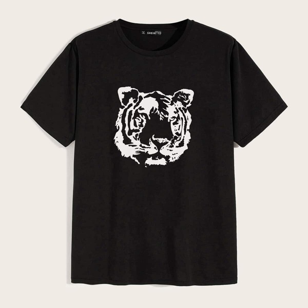 

Men Tiger Print Round Neck Tee