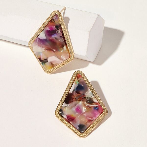 

Marble Pattern Geometric Stud Earrings 1pair
