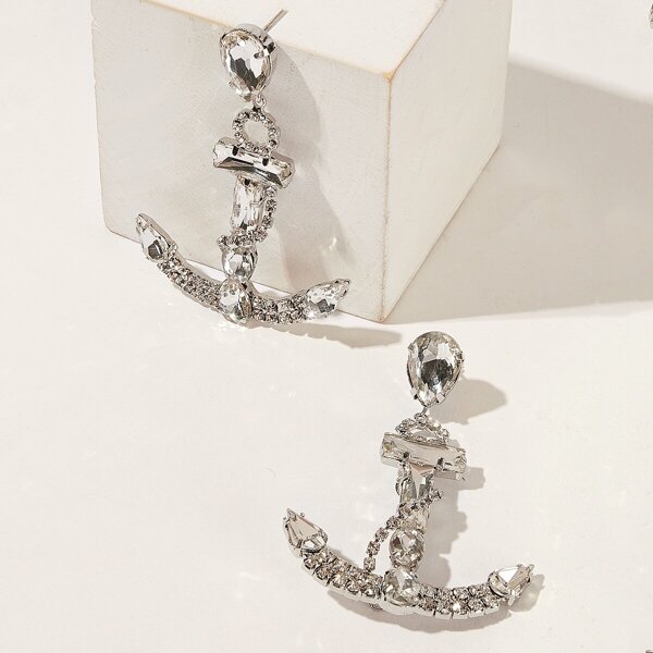 

Anchor Shaped Rhinestone Drop Earrings 1pair