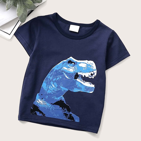

Toddler Boys Dinosaur Print Tee, Navy