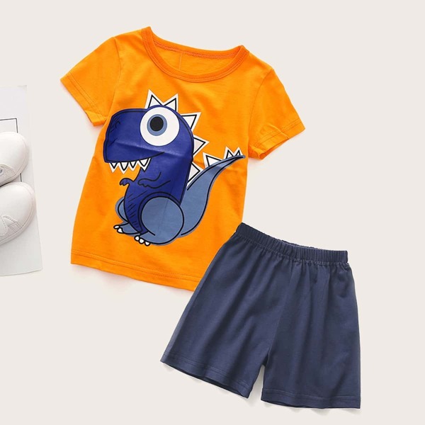 

Toddler Boys Dinosaur Print Tee With Shorts