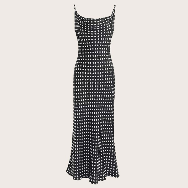 

Polka Dot Cami Dress, Black and white