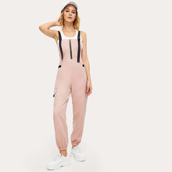 

Zip And Pocket Detail Jumpsuit, Pink