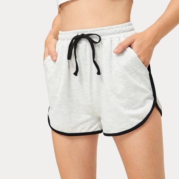 

Contrast Trim Drawstring Waist Shorts