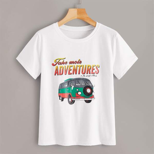 

Car And Letter Print Tee