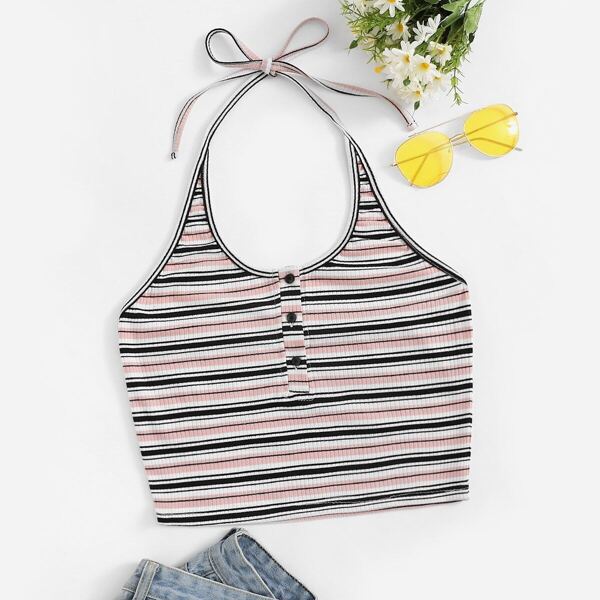 

Striped Halter Crop Top