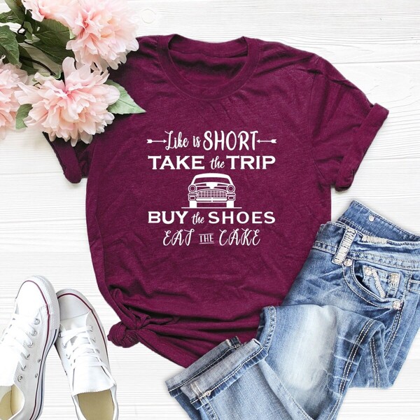 

Car And Letter Print Tee