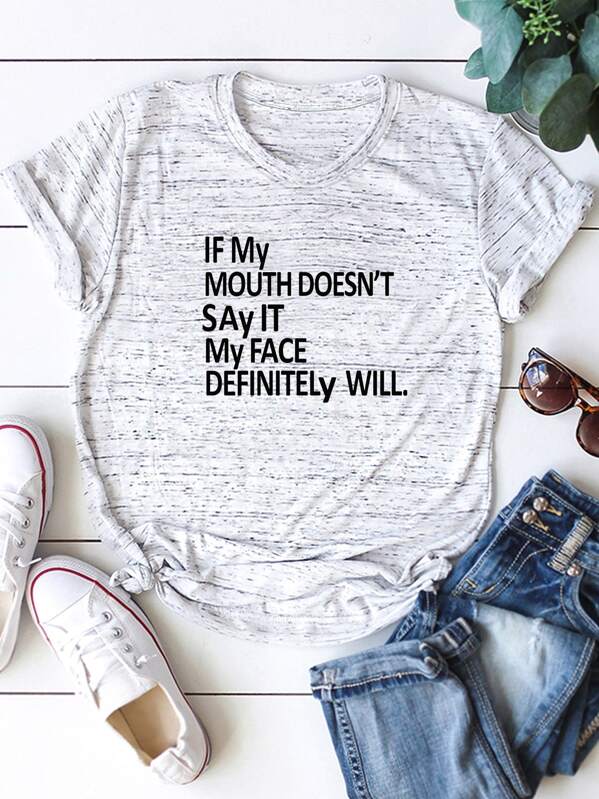 

Slogan Graphic Tee, Grey
