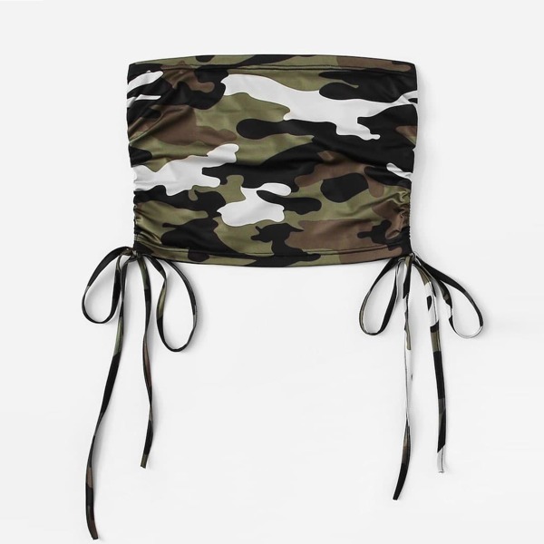 

Plus Drawstring Camo Print Tube Top