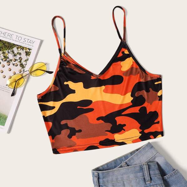 

Camo Print Crop Cami Top